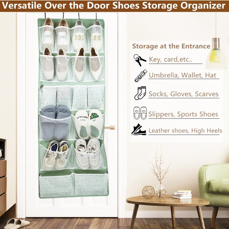KANCNT 18 Pockets Over the Door Organizer with 4 Kind Pockets,Behind Door Shoes Rack,Back of Closet Storage Organization for Socks,Hat,Underwear,Luggage Packing,Hanging Holder Shelf in Home Dorm,Travel,Green - Image 2